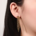 18k Yellow Gold Drop Earrings Multi-Strand Tassel Fringe Style(not including earring backs) - Image 5
