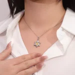 Round Cut Diamond Reversible Pendant Necklace Star Bee Deer Motif（pendant only）