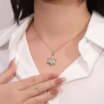 Round Cut Diamond Reversible Pendant Necklace Star Bee Deer Motif(pendant only) - Image 5