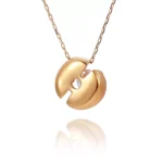 Round Cut Lab Diamond Pendant Necklace Stylized Shell Motif - Image 2