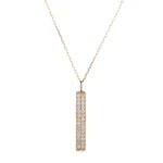 Round Cut Lab Diamond Pendant Necklace Retractable Fortune Bar Style(pendant only)