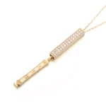 Round Cut Lab Diamond Pendant Necklace Retractable Fortune Bar Style(pendant only) - Image 2