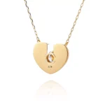 Round Cut Lab Diamond Pendant Necklace Modern Split Heart Style - Image 2