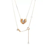 Round Cut Lab Diamond Pendant Necklace Modern Split Heart Style - Image 3