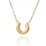 Round Cut Diamond Pendant Necklace Lucky Horseshoe Motif - Image 2