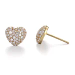 Round Cut Lab Diamond Heart Stud Earrings Pave Style(not including earring back) - Image 2