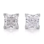 Princess Cut Lab Diamond Stud Earrings Classic Solitaire Style(not including earring back)