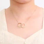 Interlocking Double Circle Moissanite Pendant Necklace