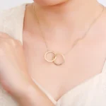 *Interlocking Double Circle Moissanite Pendant Necklace - Image 3