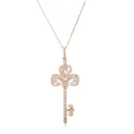 Round Cut Lab Diamond Pendant Necklace Vintage Key Motif(pendant only)