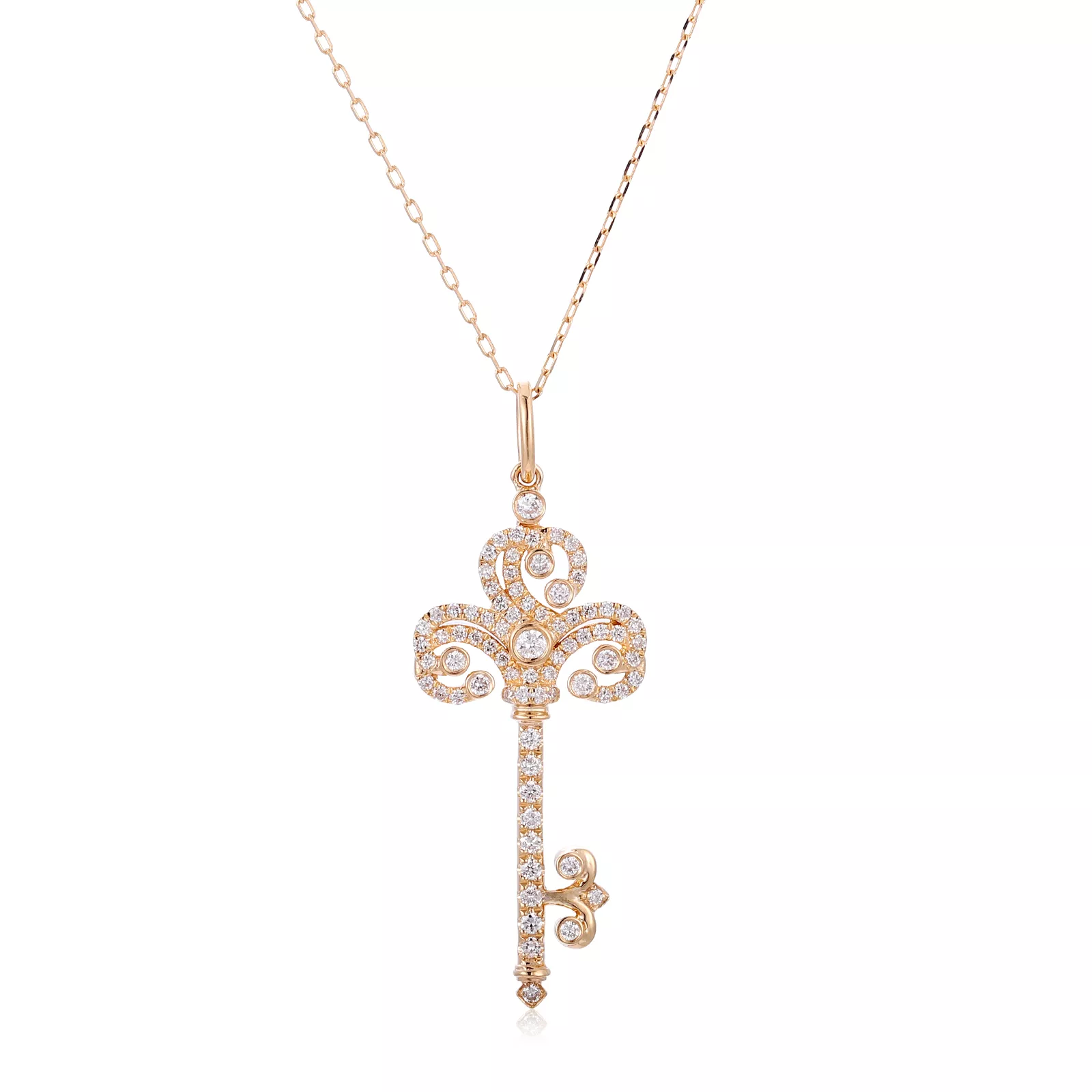 IMG_0138 Round Cut Lab Diamond Pendant Necklace Vintage Key Motif(pendant only) - Image 1