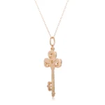 Round Cut Lab Diamond Pendant Necklace Vintage Key Motif(pendant only) - Image 2