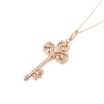 Round Cut Lab Diamond Pendant Necklace Vintage Key Motif(pendant only) - Image 3