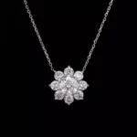 Round Cut Lab Diamond Floral Halo Cluster Pendant (Pendant Only)