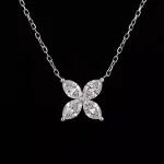 Marquise Cut Lab Diamond Floral Cluster Pendant Necklace (Pendant Only)