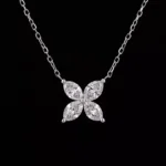 Marquise Cut Lab Diamond Floral Cluster Pendant Necklace (Pendant Only)