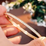 *Elegant Channel-Set Moissanite Gold Bangle Bracelet - Image 6