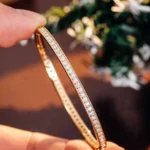 *Elegant Channel-Set Moissanite Gold Bangle Bracelet - Image 7
