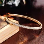 *Elegant Channel-Set Moissanite Gold Bangle Bracelet - Image 8