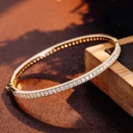 *Elegant Channel-Set Moissanite Gold Bangle Bracelet - Image 10