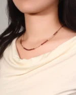 Crimson Fire-Weave Necklace | 18K Yellow Gold Bamboo Link Necklace with Natural Ruby Accents - Image 5
