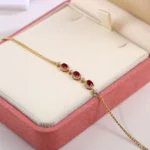 Ruby Triad Bracelet | 18K Yellow Gold Ruby & Diamond Floral Links​ - Image 4