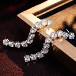 *Radiant Round Moissanite Linear Earrings - Image 2