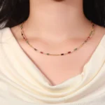Rainbow Gemstone Symphony Necklace | 18K Yellow Gold Necklace with Multicolor Gemstone Beads - Image 4