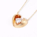 Round Cut Lab Diamond Pendant Necklace Modern Split Heart Style - Image 4