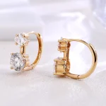 Lab Diamond Hoops Ring | 18K Yellow Gold Earrings with Princess & Round Lab Diamonds