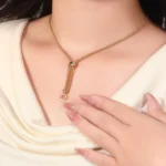 Golden Emerald Necklace | 18K Yellow Gold Chain with Oval Emerald & Round Diamond Accents - Image 5