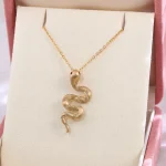 18K Gold Snake Pendant | Lab Diamond Scales & Ruby Eyes (Pendant Only)​