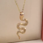 18K Yellow Gold Snake Pendant | Diamond Scales & Ruby Eyes (Pendant Only)​ - Image 5