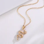 18K Gold Snake Pendant | Lab Diamond Scales & Ruby Eyes (Pendant Only)​