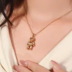 Golden Bear Pendant | 18K Yellow Gold Bear Pendant with Ruby Heart & Handcrafted Detailing
