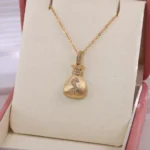 Diamond Fortune Pendant | 18K Yellow Gold Money Bag Necklace with $ (Pendant Only) - Image 3