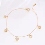 Round Cut Diamond Bracelet Celestial Star Moon Charm Style - Image 4