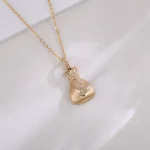 Lab Diamond Fortune Pendant | 18K Gold Money Bag Necklace with $ symbol(Pendant Only)