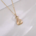 Diamond Fortune Pendant | 18K Yellow Gold Money Bag Necklace with $ (Pendant Only) - Image 6
