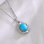 Turquoise and Diamond Pendant | 18K White Gold Diamond Accents (Pendant Only)​ - Image 3