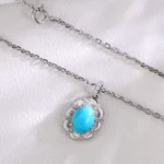 Turquoise and Diamond Pendant | 18K White Gold Diamond Accents (Pendant Only)​ - Image 4