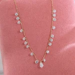 Pear Shape Lab Diamond Necklace | 18K Gold Lab Diamond Choker with 19-Bead Accents​