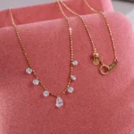 ​​18K Yellow Gold Lab Diamond Choker | 7-Stone Lab Diamond Necklace with Pear-cut Center​ - Image 5