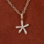 Round Cut Diamond Pendant Necklace Paved Starfish Charm Style(pendant only) - Image 4