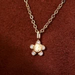 Round Cut Diamond Pendant Necklace Smiley Face Flower Charm Style(pendant only) - Image 4