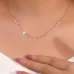 Pear Shape Lab Diamond Necklace | 18K Gold Lab Diamond Choker with 19-Bead Accents​