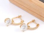 *Glamorous Yellow Gold Round Cut Moissanite Drop Earrings - Image 4