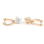 Glamorous Yellow Gold Round Cut Moissanite Drop Earrings