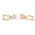 *Glamorous Yellow Gold Round Cut Moissanite Drop Earrings - Image 2