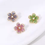 Round Cut Colored Gemstone Pendant Flower Clip-on Charm Style (Not Including Chains) - Image 4